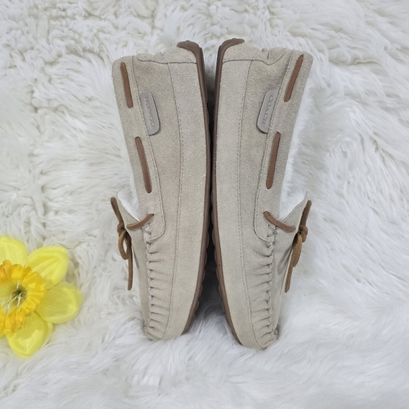 Coach Slipper Sand Suede Fleece Shearling Moccasin Sz.11 - Picture 5 of 10